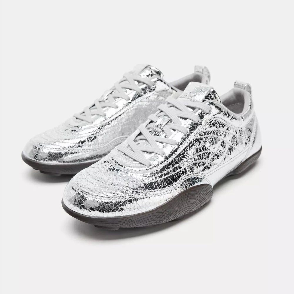 ZARA Silver Metallic Sneakers